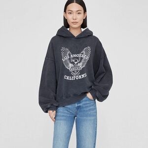 Anine Bing Black Hoodie with White Graphic